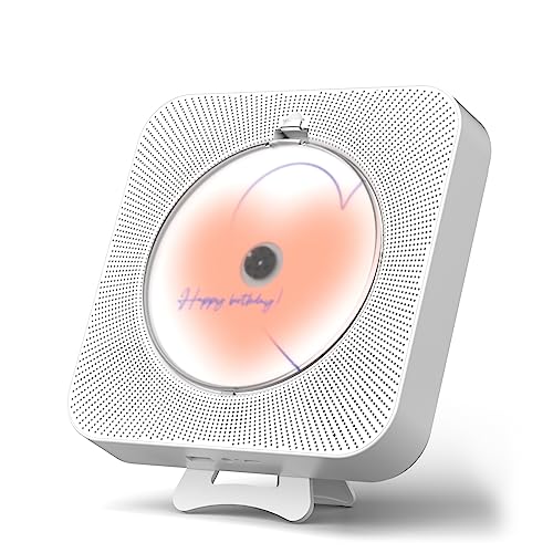 Yintiny Rechargeable Cute CD Player with Blutooth , Portable Music Player for Home Decor, Remote Control, Support AUX in Cable&USB, HiFi Bluetooth Player