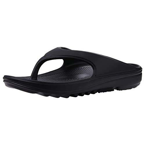 shevalues Orthopedic Sandals for Women Arch Support Recovery Flip Flops Pillow Soft Summer Beach Shoes, Black