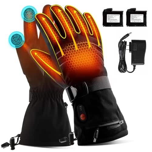 ABXMAS Rechargeable Heated Gloves for Men Women,V mAh Electric Battery Heated Ski Gloves Heating Level,Waterproof Touchscreen Heating Gloves for Outdoor Work Arthritis Motorcy