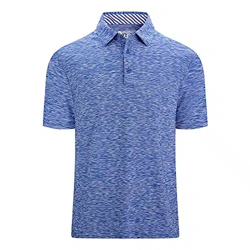 Alex Vando Mens Golf Shirt Moisture Wicking Quick Dry Short Sleeve Casual Polo Shirts for Men,Blue,L