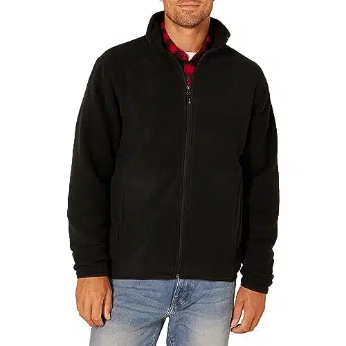 Amazon Essentials Men's Full Zip Fleece Jacket (Available in Big & Tall), Black, Large