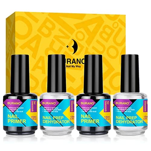 BURANO Natural Nail Gel Prep Dehydrator and Primer for Acrylic Nails and Gel Polish, Long Lasting Acid Free Acrylic Nail Primer No Burns Bonding Primer (oz Bottles)