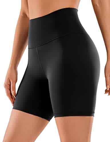 CRZ YOGA Women's Naked Feeling Biker Shorts   Inches High Waist Yoga Workout Running Gym Spandex Shorts Black Small