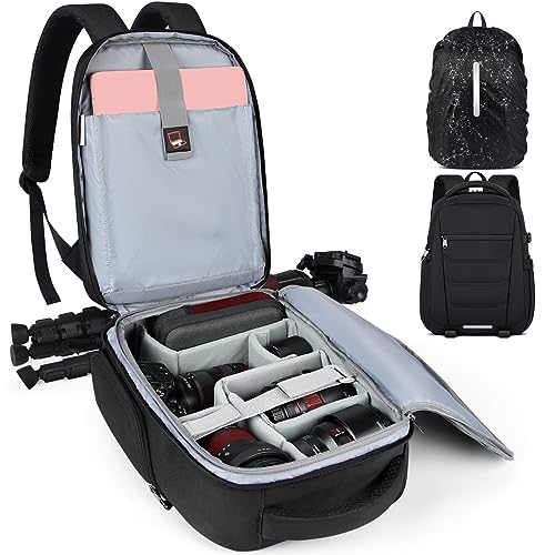 Camera Bag Professional Camera Backpack for DSLR SLR Mirrorless Camera Waterproof Camera Laptop Backpack Inch with Rain Cover Anti Theft Travel Camera Case Large Capacity Phot