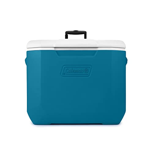 Coleman qt Ocean Blue Wheeled Portable Cooler with Insulated Hard Cooling, Heavy Duty Wheels & Handle, Great for Camping, Tailgating, Beach, Picnic, Groceries, Boating & More