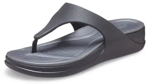 Crocs Women's Boca Wedge Flip Flops, Platform Sandals, Black, Numeric_