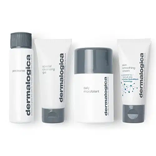 Dermalogica Discover Healthy Skin Kit   Includes Precleanse, Face Wash, Face Exfoliator, & Moisturizer   Wash Away Impurities To Reveal Glowing Skin