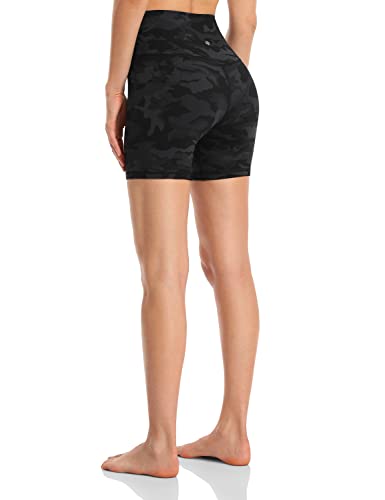 HeyNuts Women's Biker Shorts Pants, High Waisted Yoga Running Spandex Shorts Leggings '' Camo Grey XS()