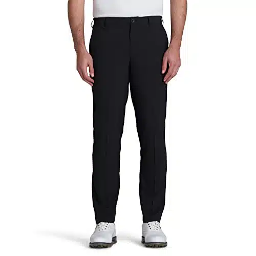 IZOD Men's Golf Swingflex Straight Fit Flat Front Pants, black,  X L