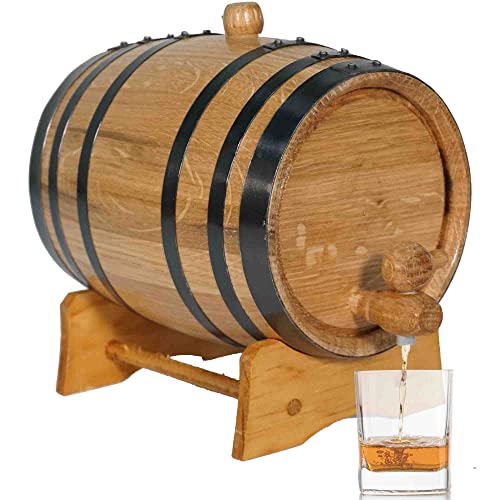 Liter Oak Aging Barrel with Wood Stand, Bung & Spigot   Mini Whiskey Barrel for The Home Alcohol Distiller, Brewer, Moonshiner & Winemaker   Age Cocktails, Bourbon, Whisky, Te
