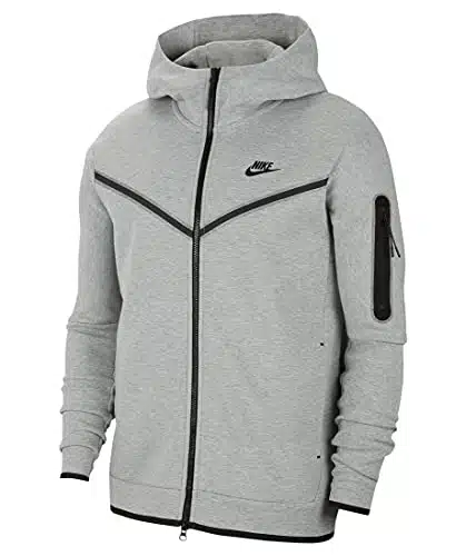 Nike men Sportswear Tech Fleece Full Zip Hoodie, Dark Grey HeatherBlack, Large