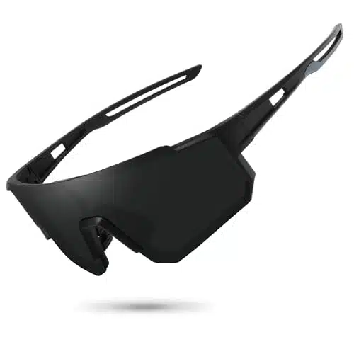 STORYCOAST Polarized Sports Sunglasses for Men Women,Bike Glasses Driving Fishing Cycling Mountain Bike Sunglasses UVProtection Matte Black Frame Gray Lens