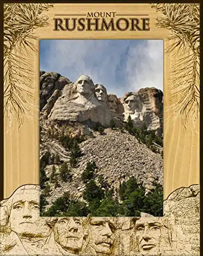 Saddle Mountain Souvenir Mount Rushmore South Dakota Laser Engraved Wood Picture Frame Portrait (x )