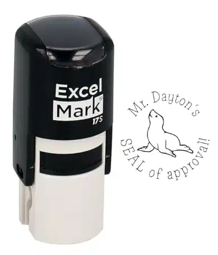 Seal of Approval   ExcelMark Custom Round Self Inking Teacher Stamp