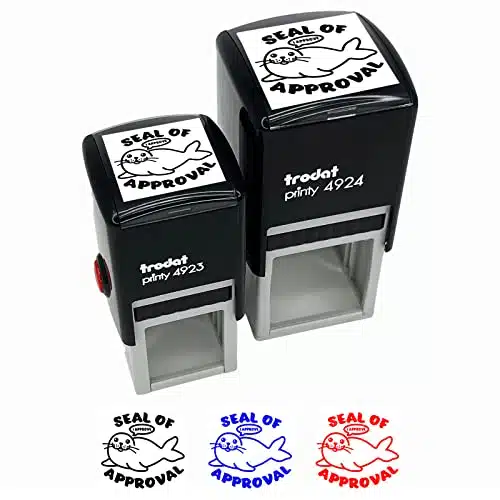 Seal of Approval I Approve Funny Self Inking Rubber Stamp Ink Stamper   Inch Small   Black Ink