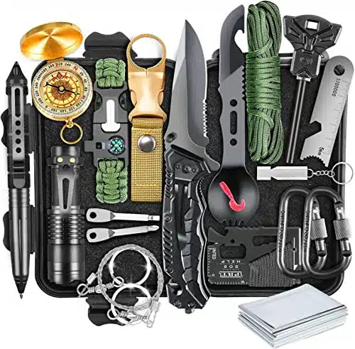 Survival Kit, Gifts for Men Dad Husband, Emergency Survival Gear and Equipment in , Fishing Hunting Birthday for Men, Camping Accessories, Cool Gadget, Camping Essentials