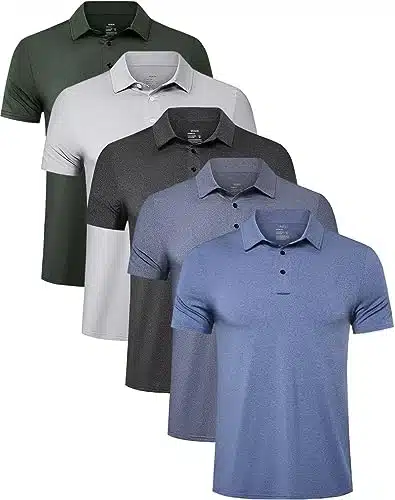 TELALEO Pack Mens Polo Shirts Quick Dry Short Sleeve Golf T Shirt Performance Moisture Wicking Casual Workout SetB XL