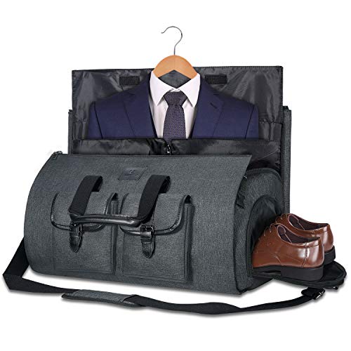 UNIQUEBELLA Carry on Garment Bag Large Duffel Bag Suit Travel Bag Weekend Bag Flight Bag with Shoe Pouch for Men Women (Black) Age Over Years Old