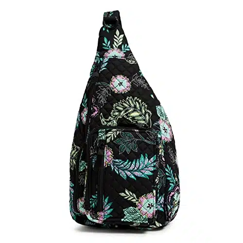 Vera Bradley Women's Cotton Sling Backpack, Island Garden   Recycled Cotton, One Size