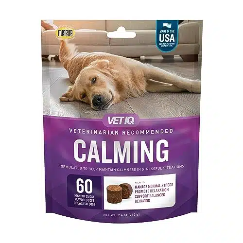 VetIQ Calming Support Supplement for Dogs, Calming Chews Help Manage Stress and Promote Relaxation, Anxiety Relief for Dogs, Count