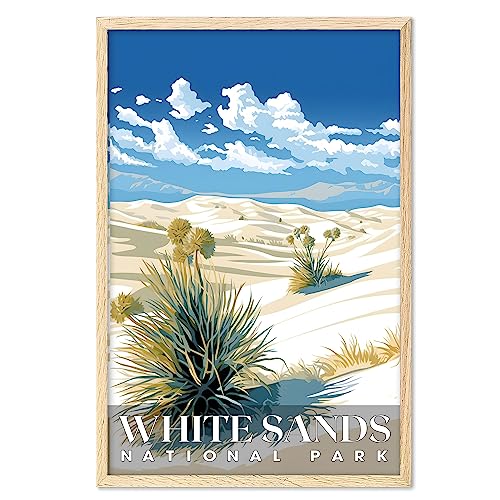 White Sands National Park, National Parks Wall Poster, White Sands National Park Wall Art, Abstract Nature Landscape Forest Wall Art Pictures for Bedroom Office Living Room (U
