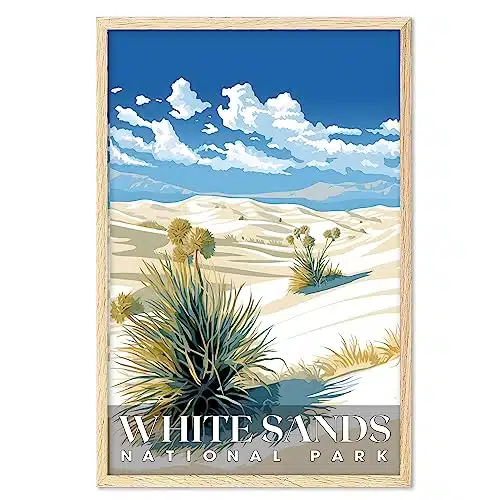 White Sands National Park, National Parks Wall Poster, White Sands National Park Wall Art, Abstract Nature Landscape Forest Wall Art Pictures for Bedroom Office Living Room (U