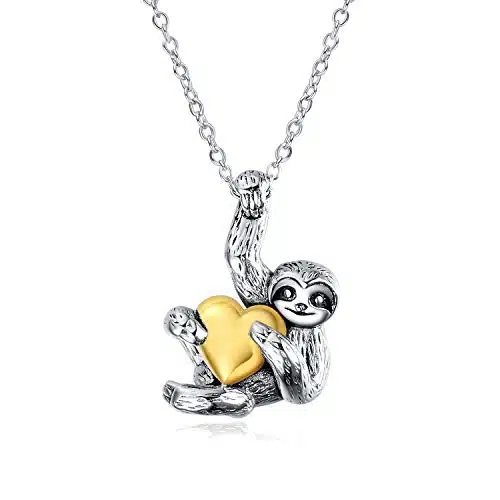 YFN Sloth Gifts Sterling Silver Sloth Heart Necklace Cute Animal Pendant Necklace for Women Girls Jewelry Gifts