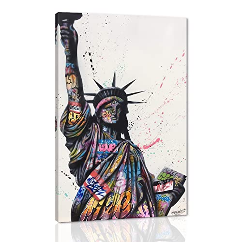 Yatsen Bridge Banksy Wall Art Canvas, Statue of Liberty Picture, Graffiti Poster and Print Modern Pop Street Graffiti Home Decorations Ready to Hang   xinch