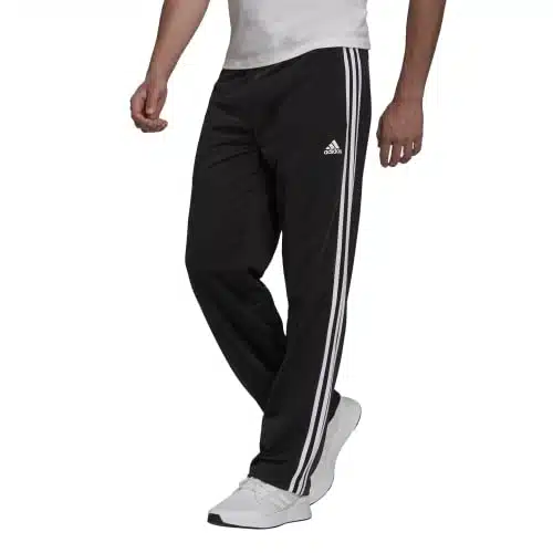 adidas Men's Essentials Warm up Open Hem stripes Tracksuit Pants, BlackWhite, XX Large Tall
