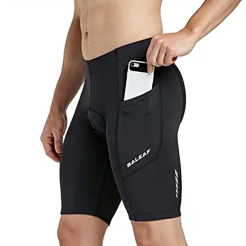 BALEAF Men's Padded Bike Shorts Cycling Tights D Padding Bicycle Accessories Road Biking MTB Pockets UPF + Black Size XL