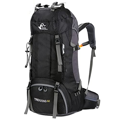 Bseash L Waterproof Hiking Camping Backpack with Rain Cover, Lightweight Outdoor Sport Travel Daypack for Climbing Touring (Black)