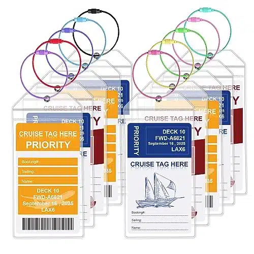 Cruise Luggage Tags Pack Luggage Tags for Cruise Ships Cruise Tags Holders for Luggage Cruise Luggage Tag Holder with Steel Loops, Compatible with Carnival, Costa, NCL, Prince