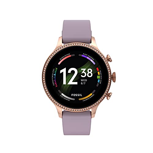 Fossil Women's Gen mm Stainless Steel and Silicone Touchscreen Smart Watch, Color Rose Gold, Purple (Model FTV)