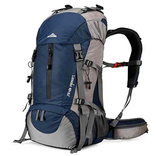 Loowoko L Hiking Backpack, Waterproof Camping Essentials Bag with Rain Cover, +Liter Lightweight Backpacking Back Pack