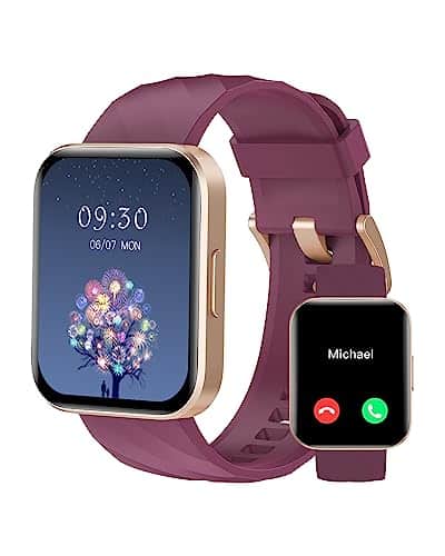 RUIMEN Smart Watches for Women Men (AnswerMake Calls) Compatible with iPhoneAndroid Phones, HD Screen Fitness Tracker Heart Rate Monitor + Sports Tracker Watch Waterproof (Pur