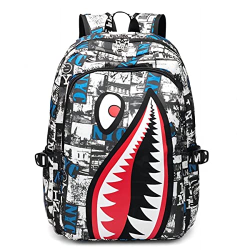 Waterproof Backpack Shark Backpack,Cartoon Shoulder Bag Casual Shark Daypack Backpacks for Boys Girls Teens Adults (Style )