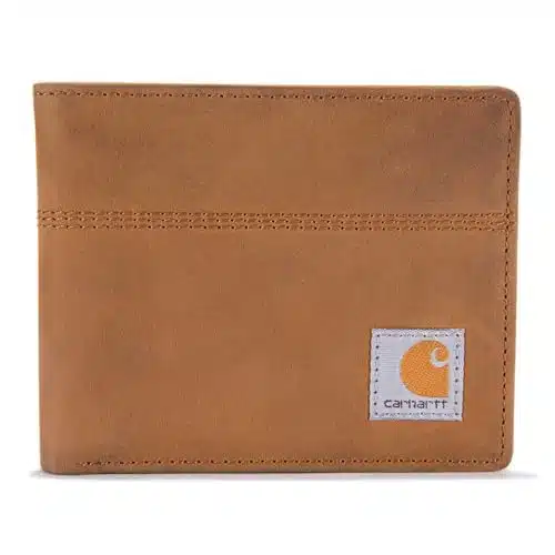 Carhartt Men's Casual Saddle Leather Wallets, Available in Multiple Styles and Colors, Brown (Bifold), One Size
